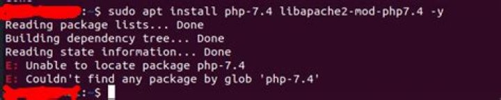 Couldn't find any package by glob 'php-7.4'